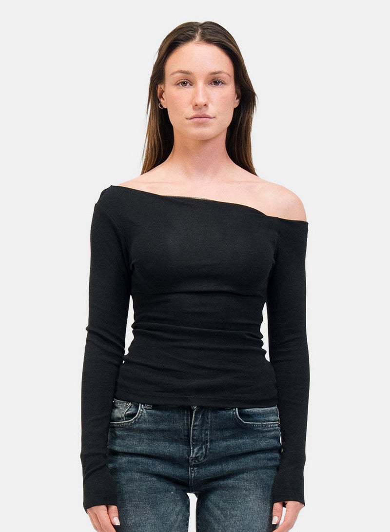 One Shoulder Long Sleeve Top